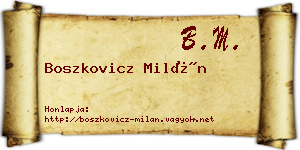 Boszkovicz Milán névjegykártya